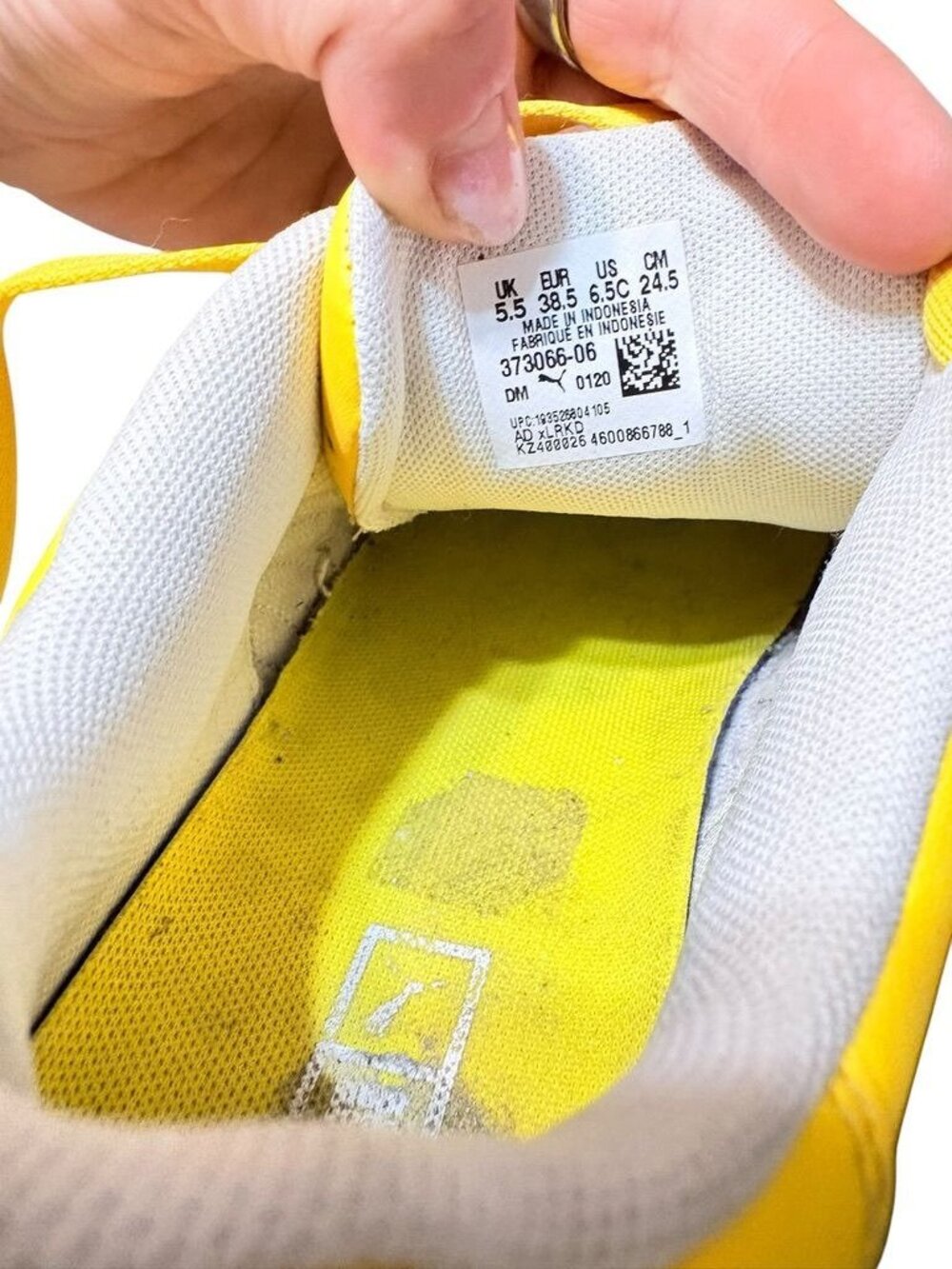 Puma Cali Taping Sneakers 38.5 fits a women 7.5 or kids 6.5 Yellow White - Picture 2 of 9